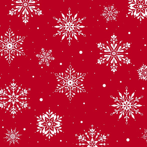 Christmas Folk SnowflakesV2 Red