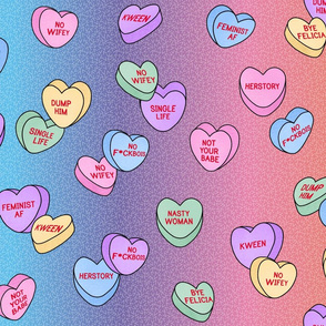Sweet Feminist Candy Hearts, Rainbow, Vertical Full