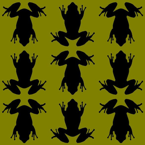 Six Inch Black Frogs on Olive Green