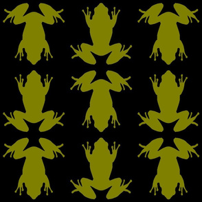 Six Inch Olive Green Frogs on Black