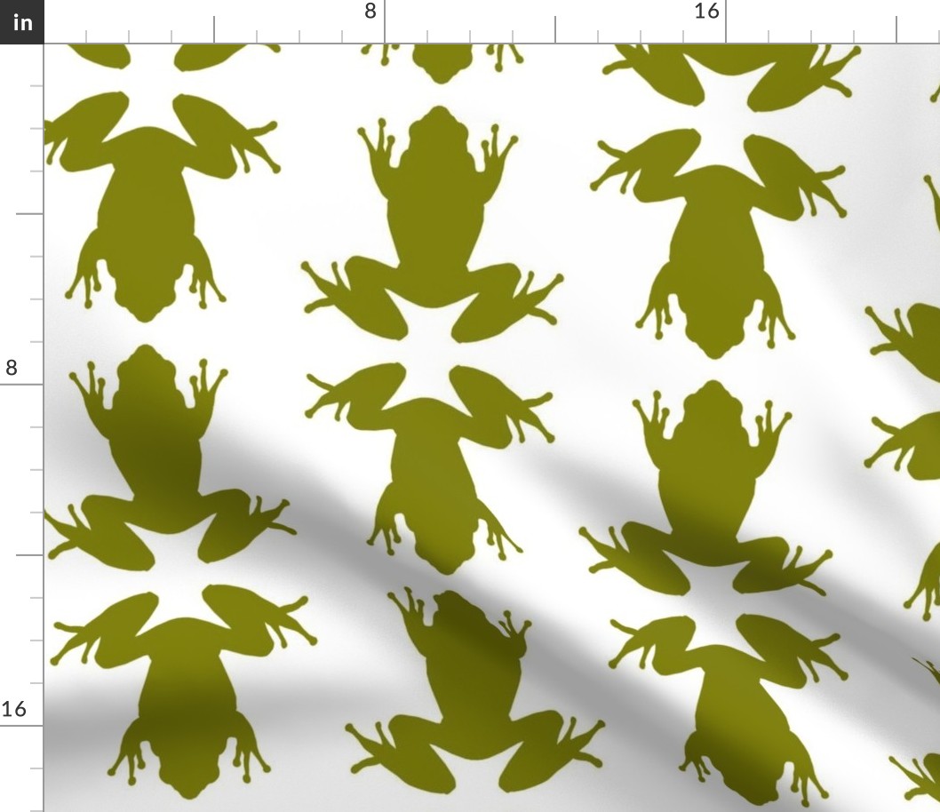 Six Inch Olive Green Frogs on White