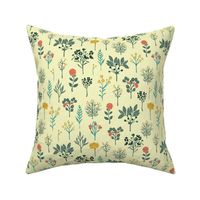 Dainty Yellow, Red, Teal & Cream Floral Pattern