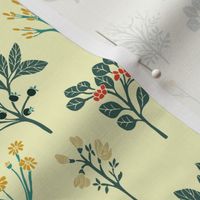 Dainty Yellow, Red, Teal & Cream Floral Pattern