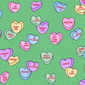 Valentine Candy Hearts in Green, Full