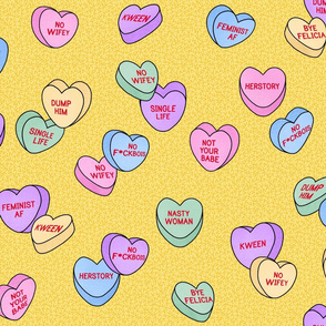 Valentine Candy Hearts in Yellow, Full
