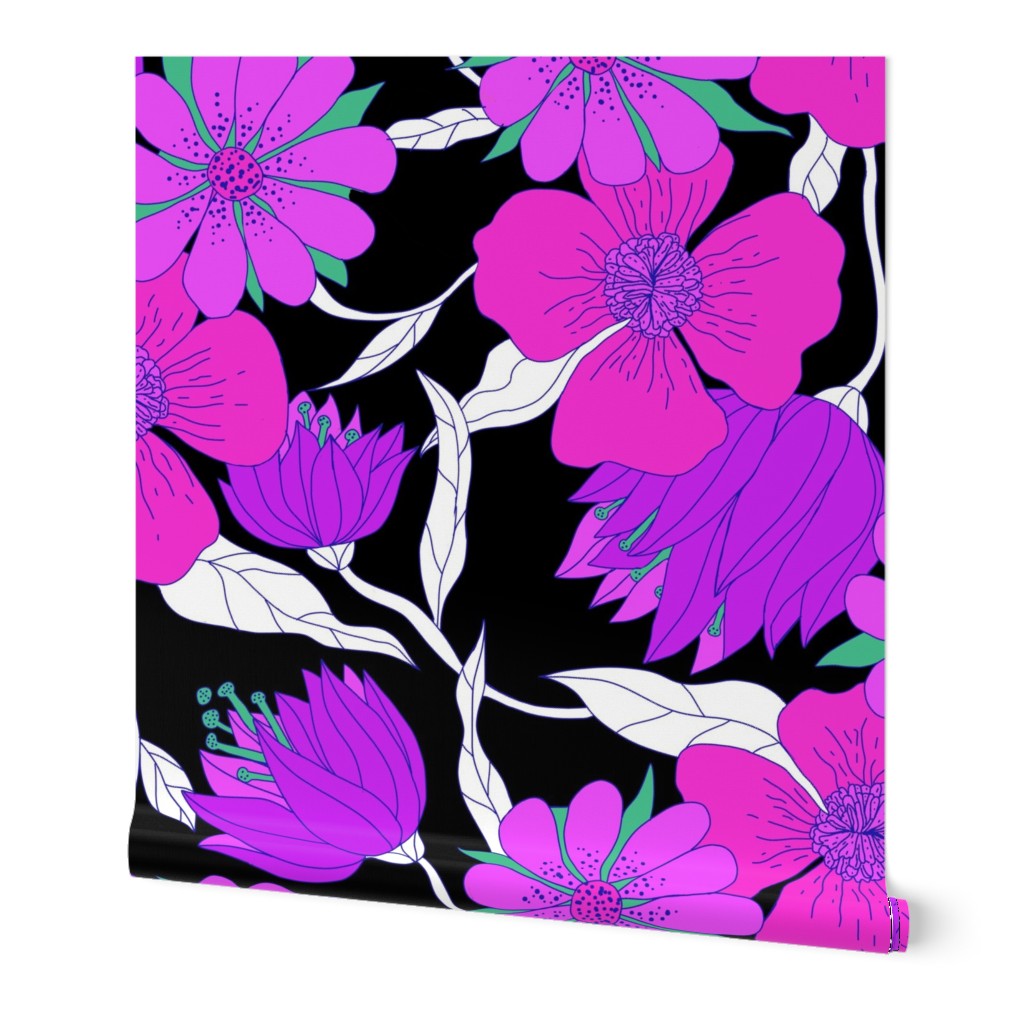 jumbo Flower Power-Fuscia and violet