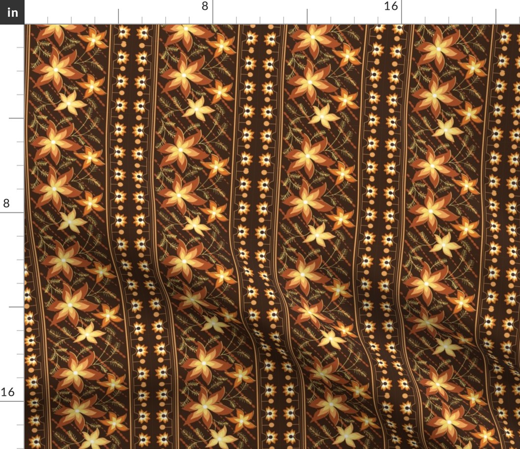 Floral pattern_double border_chocolate Brown 2c