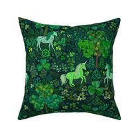 Irish Unicorns in the Celtic Woods (Dark Green) 