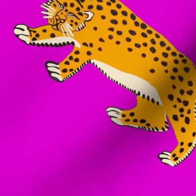 leopards on purple - smaller scale