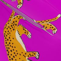 leopards on purple - smaller scale