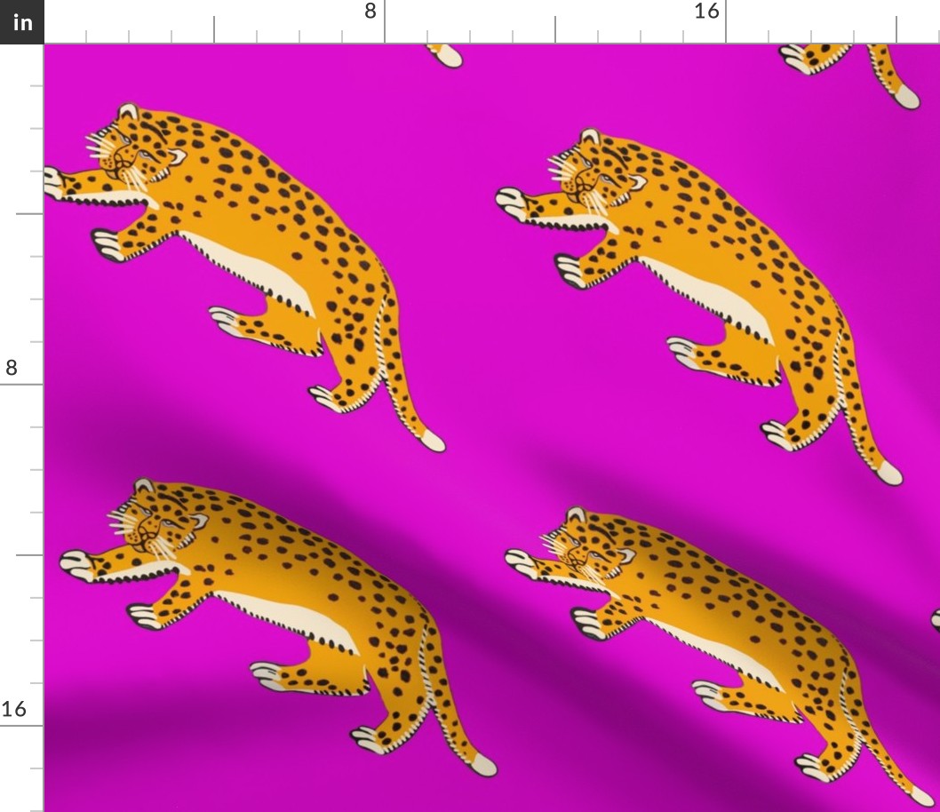 leopards on purple - smaller scale