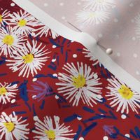Vintage White Asters (ruby red)