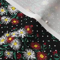 Vintage Ruby & White Asters (black) 10"