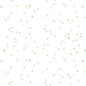 Festive celestial stars metallic look gold on white