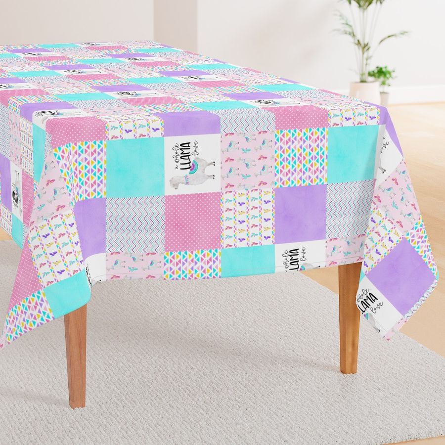 A Whole Llama Love//Bright - Wholecloth Cheater Quilt - Rotated