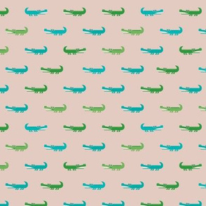 Cute crocodile jungle animal alligator kids animals illustration pattern design in green and blue SMALL