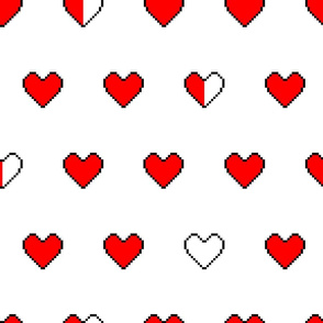 pixel hearts drained health on white