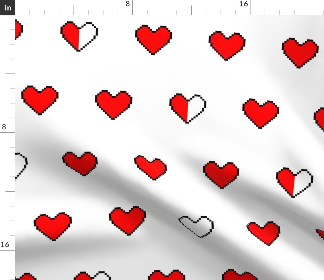 pixel hearts drained health on white