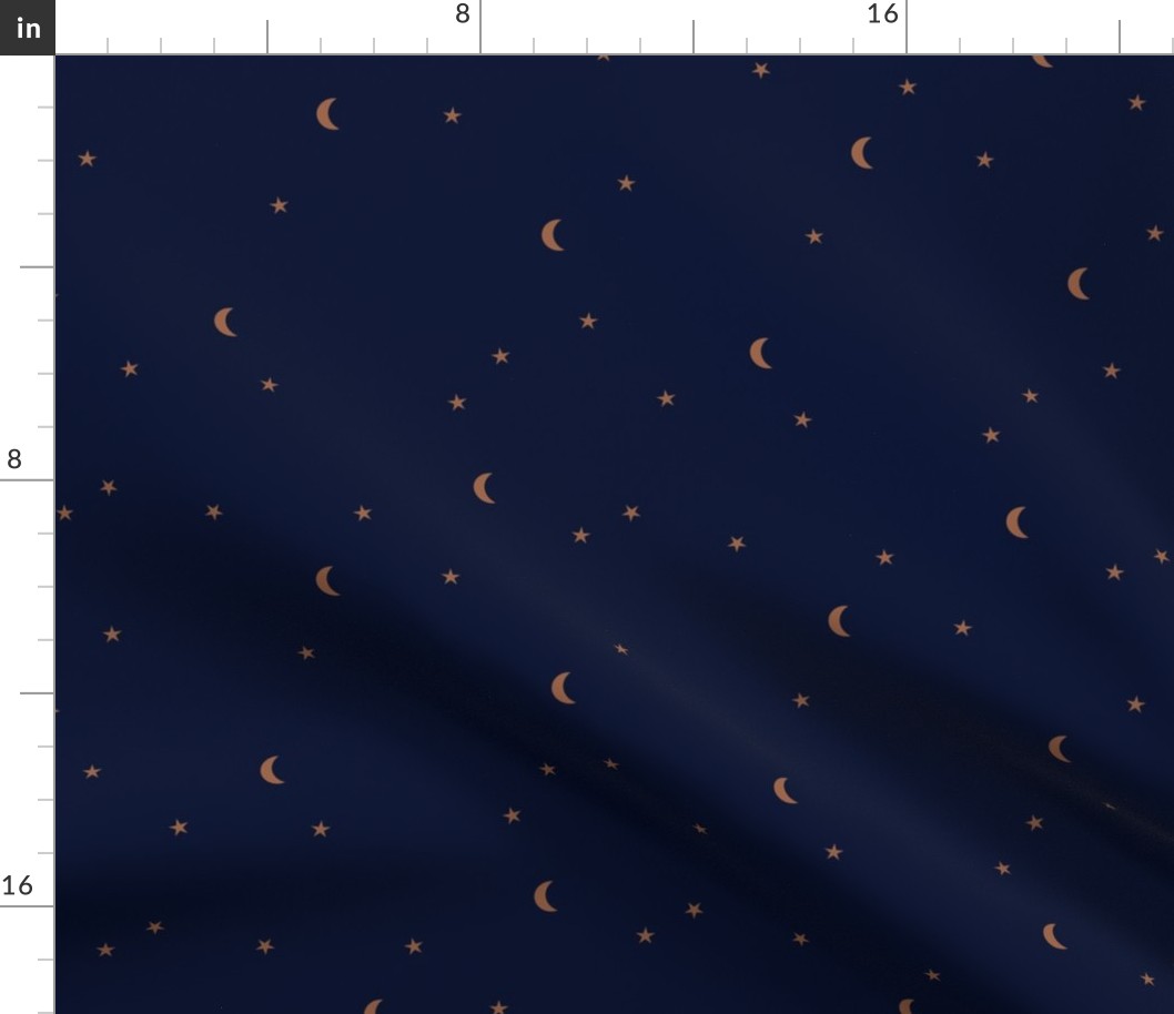 Dreamy night counting stars under the moon woodland camping trip  universe christmas winter navy blue rust