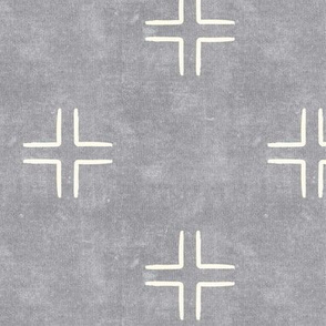 mudcloth cross on grey - home decor - LAD19