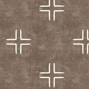 mudcloth cross on taupe - home decor - LAD19