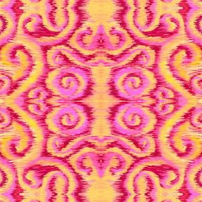 pink and golden ikat
