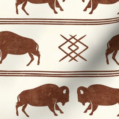 bison stripes - aztec southwest - boho buffalo - brandywine on cream - LAD19