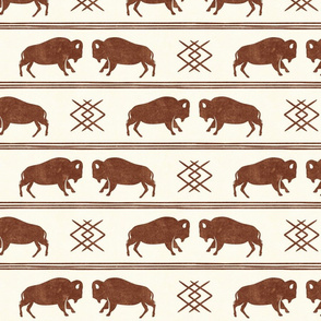 bison stripes - aztec southwest - boho buffalo - brandywine on cream - LAD19