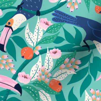 Whimsical toucan forest/large scale