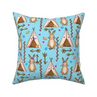 Wee little Woodlands / Boho Bunnies-on Blue Med