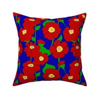 Red Poppy Flowers - 70's  Jewel Tones 