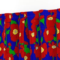 Red Poppy Flowers - 70's  Jewel Tones 