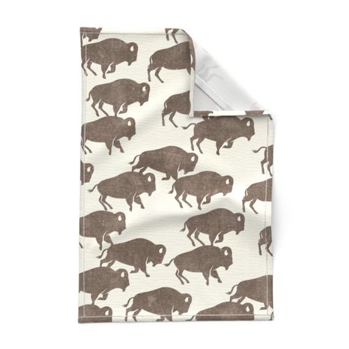 bison stampede - boho southwest - trendy buffalo - taupe - LAD19