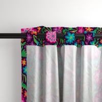 Sayulita 70s Mexican-Inspired Tropical Floral Botanical in Bright Rainbow Colours on Deep Purple - LARGE Scale - UnBlink Studio by Jackie Tahara