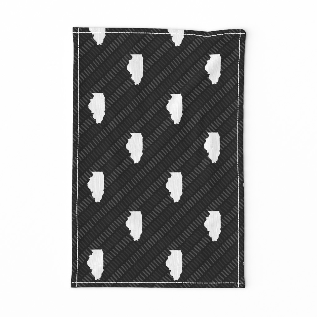 Illinois State Shape Pattern Black and White Stripes