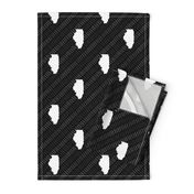 Illinois State Shape Pattern Black and White Stripes