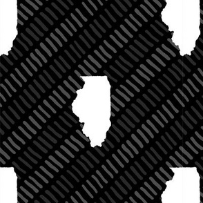 Illinois State Shape Pattern Black and White Stripes