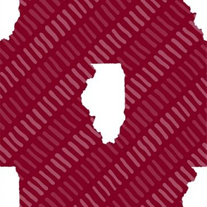 Illinois State Shape Pattern Maroon and White Stripes