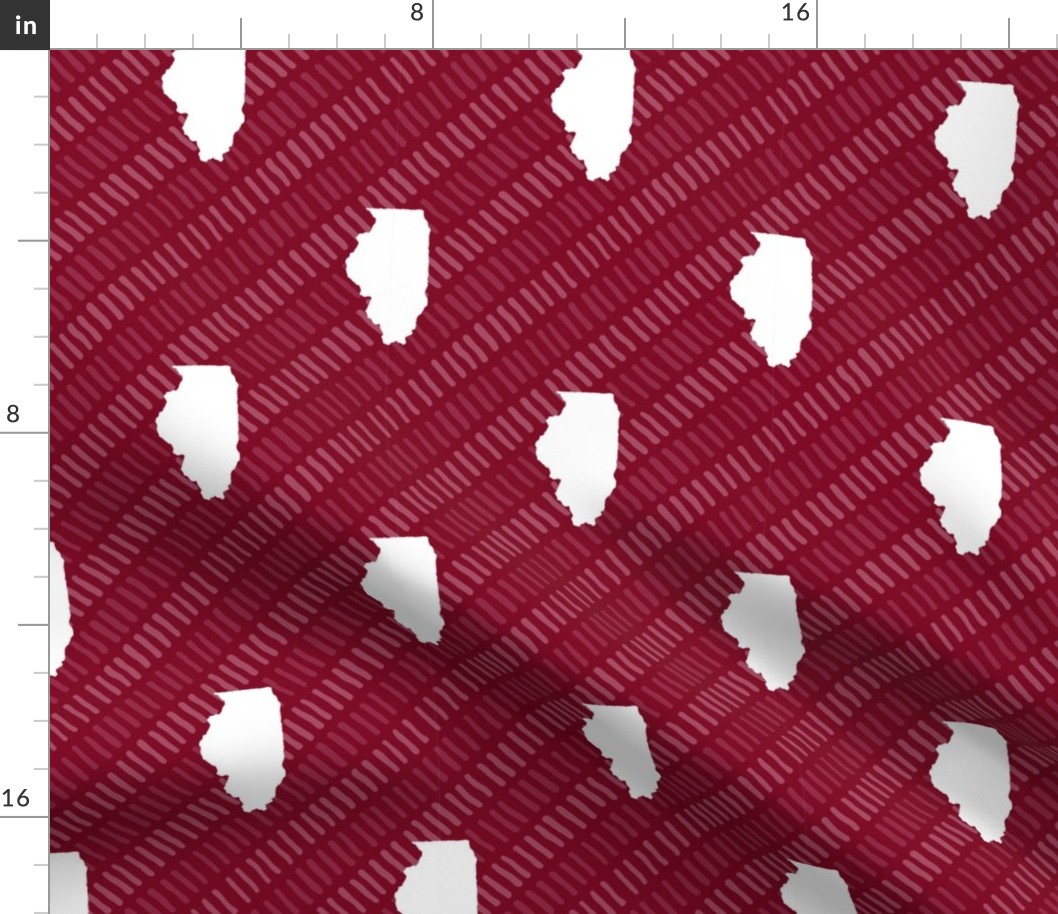 Illinois State Shape Pattern Maroon and White Stripes