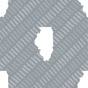 Illinois State Shape Pattern Grey and White Stripes