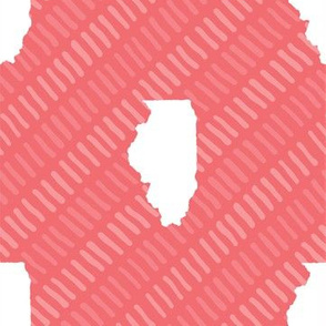 Illinois State Shape Pattern Coral and White Stripes