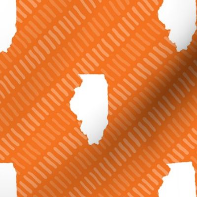 Illinois State Shape Pattern Orange and White Stripes