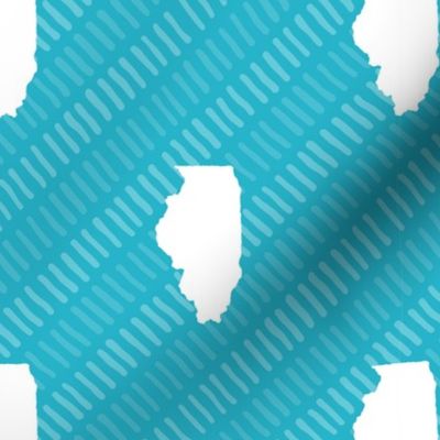 Illinois State Shape Pattern Teal and White Stripes