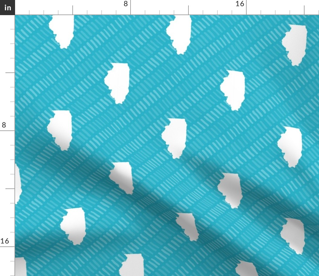 Illinois State Shape Pattern Teal and White Stripes