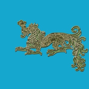 Golden Jade Dragon for Pillow