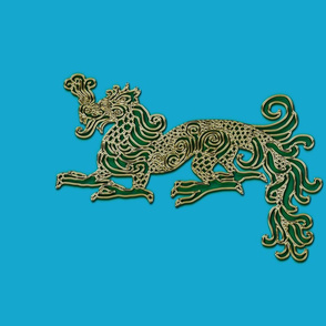 Golden Emerald Dragon for Pillow