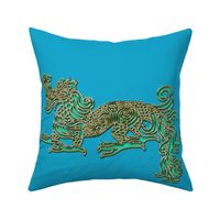 Golden Turquoise Dragon for Pillow