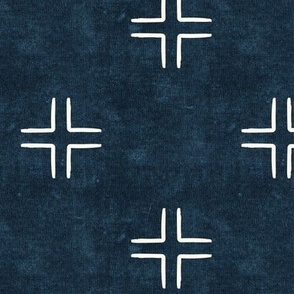 mudcloth cross on dark blue - home decor - LAD19