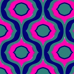 60's Tessellation // Teal & Hot Pink