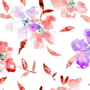 So wild roses • coral and purple • watercolor florals